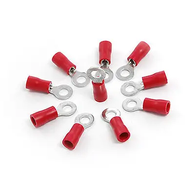 

Red PVC Insulated Sleeve Silver Tone Ring Tongue Terminals 10 Pcs