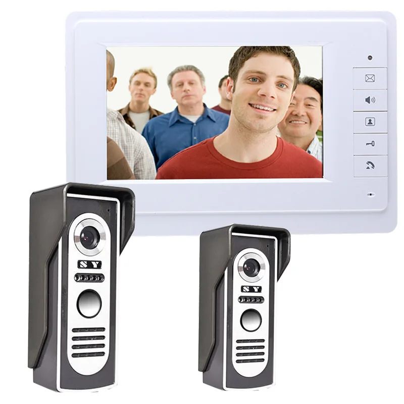 

Waterproof 7 Inch Video Door Phone Doorbell Intercom Kit 2-camera 1-monitor Night Vision porteiro Home Security Free Shipping