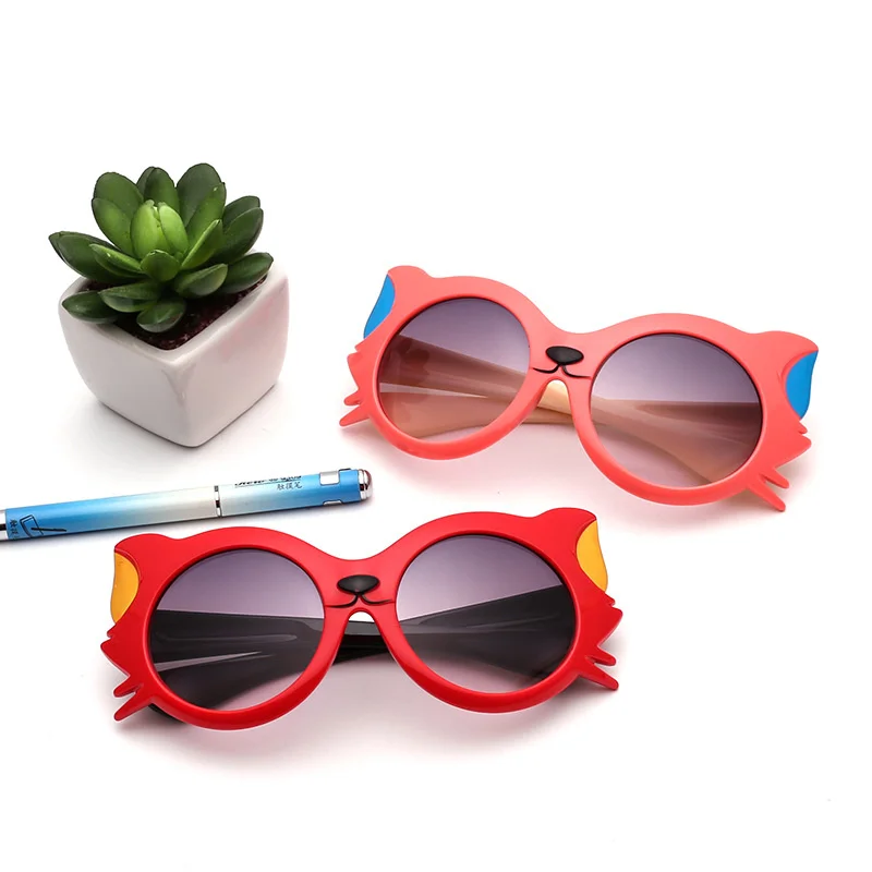 2018 New Girls Boy 8 Colors Cartoon Cat Anti UV400 Eyeglasses Toddler Baby Sunglasses