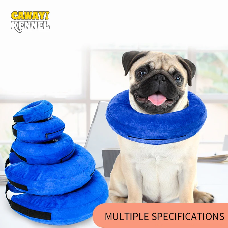 

CAWAYI KENNEL Dog Neck PVC Inflatable Pet Cats Collar Anti-bite Anti-smashing Neck Protective Circle for Small Large Dog Care