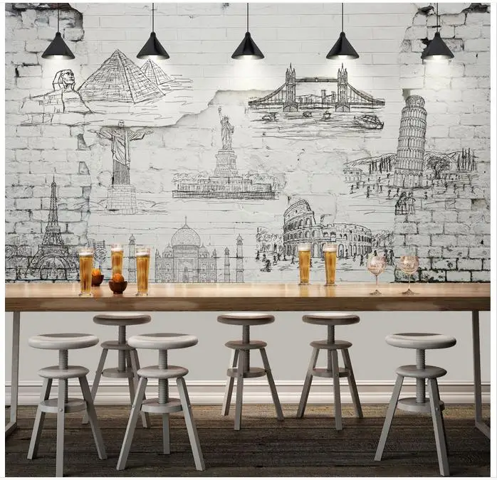 

Custom photo wallpaper 3d wall murals Wall brick restoring ancient ways chart background wall papers for living room decoration