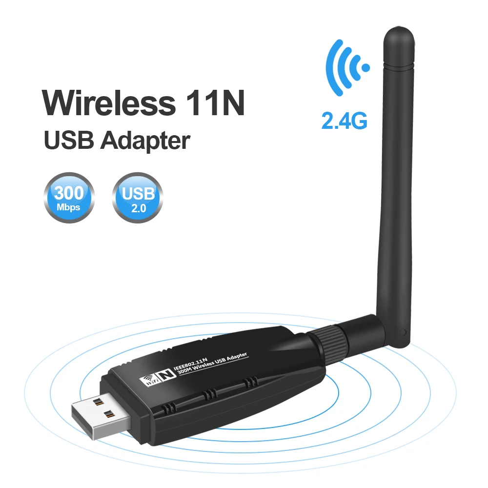 Мини USB Wifi адаптер Антенна Wi-Fi Сетевая карта Lan беспроводная сетевая карта Dongle 300 Мбит/с 20dB 802.11b/n/g USB Ethernet адаптер