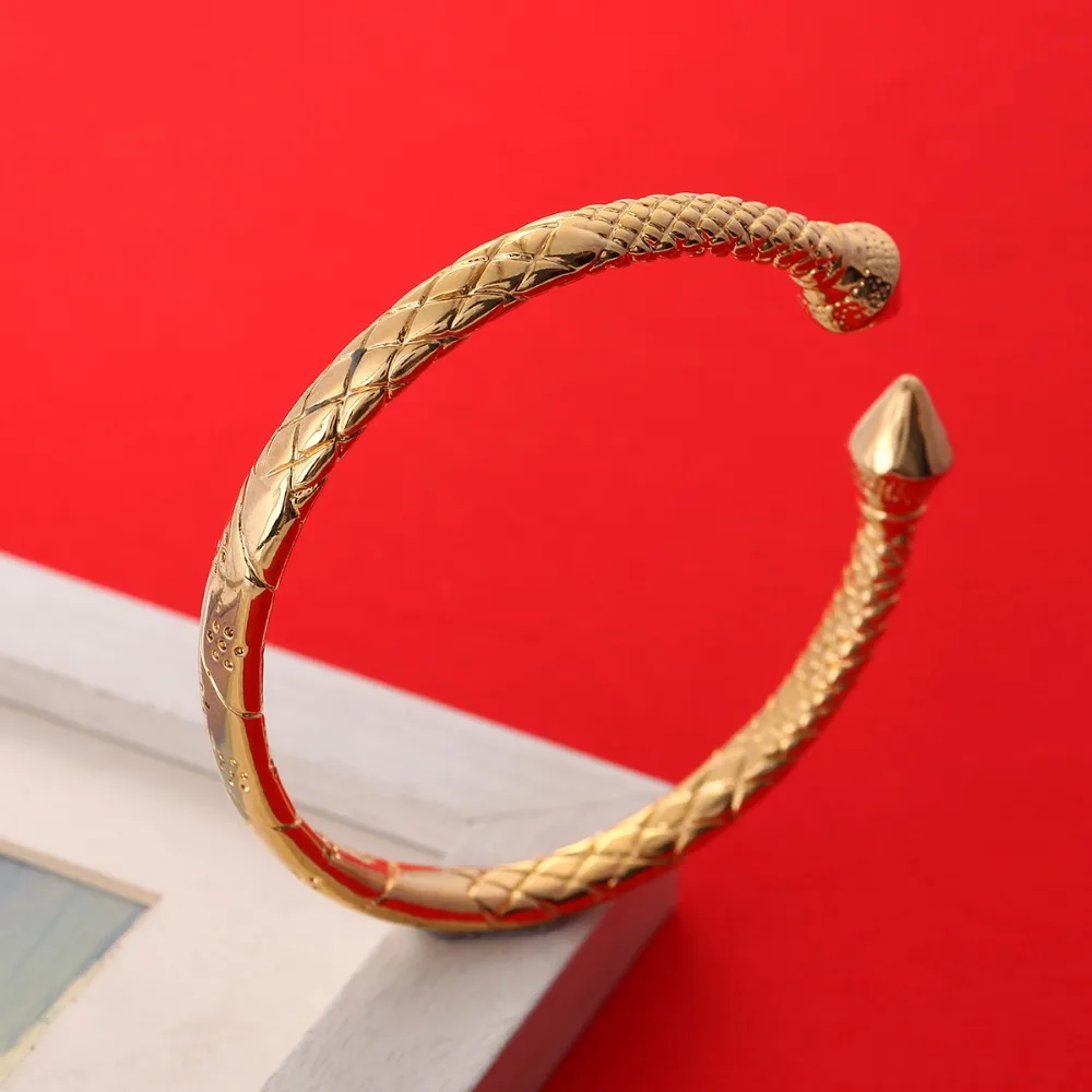 

Ethiopian Real Man Jewelry Accessories Gold Color Opening Embossing Gold Bracelets Bangles For Men