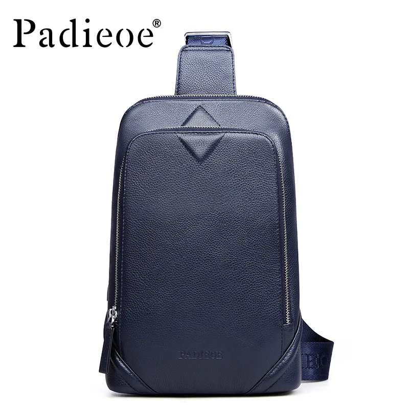 

Padieoe Genuine Leather Men Chest Pack Messenger Bag for Male High Quality Crossbody Chest Bag Male Large Capacity Travel Bag