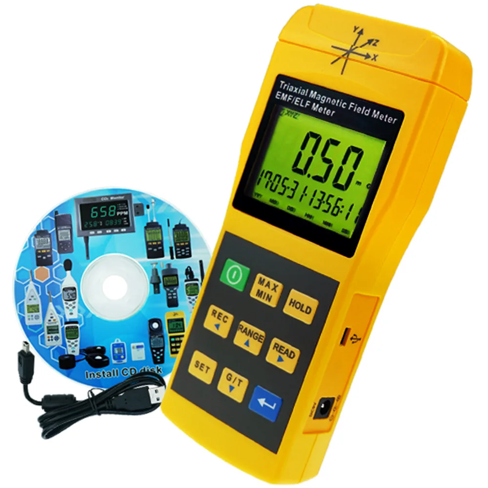

Gauss Meter 2000mG Datalogger with USB PC Software, Electromagnetic Field Detector Mini Triple Axis 2000Hz EMF ELF Meter