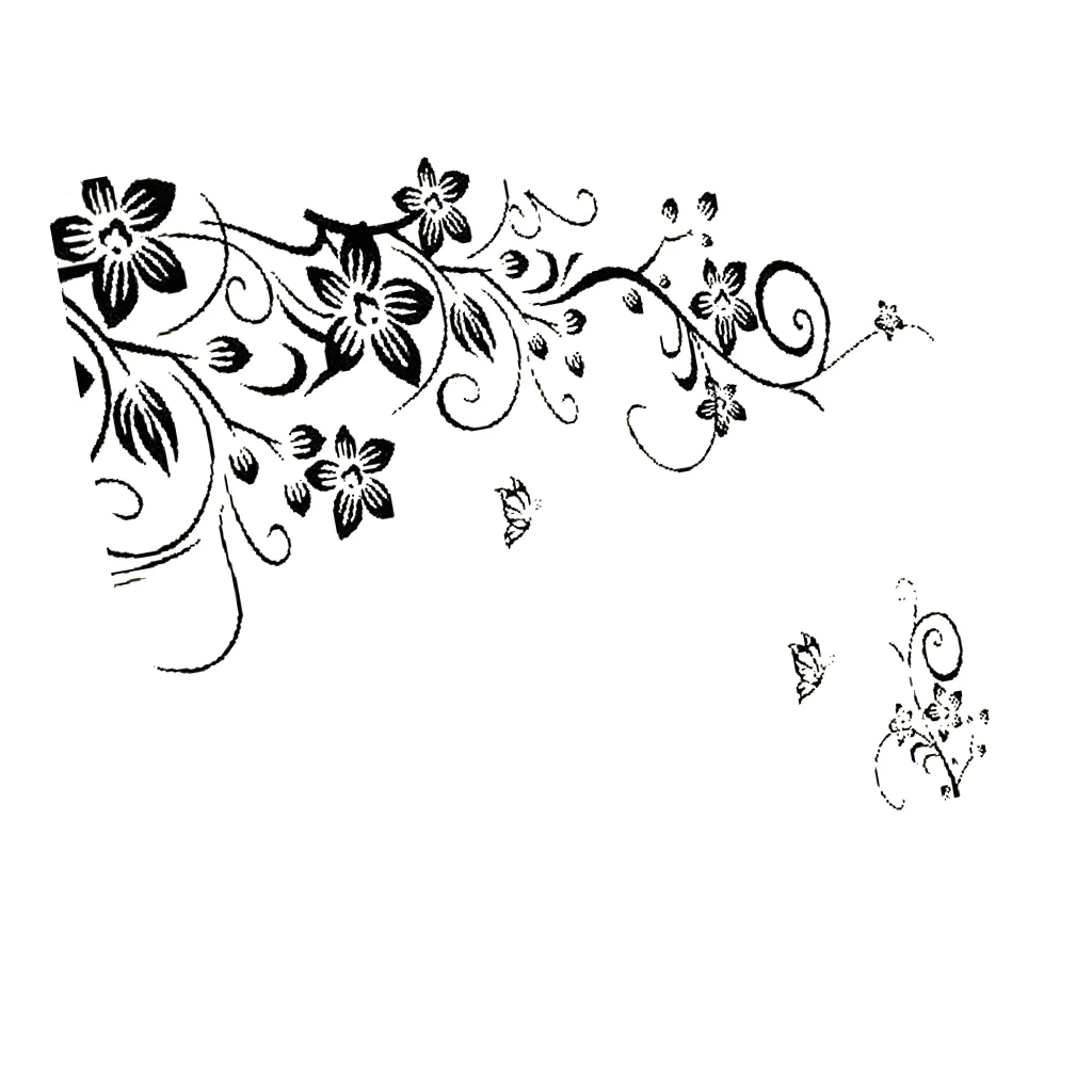 Lovely Rose Black Flower PVC Mural 3D Wall Sticker Art Vinyl Mural Decal