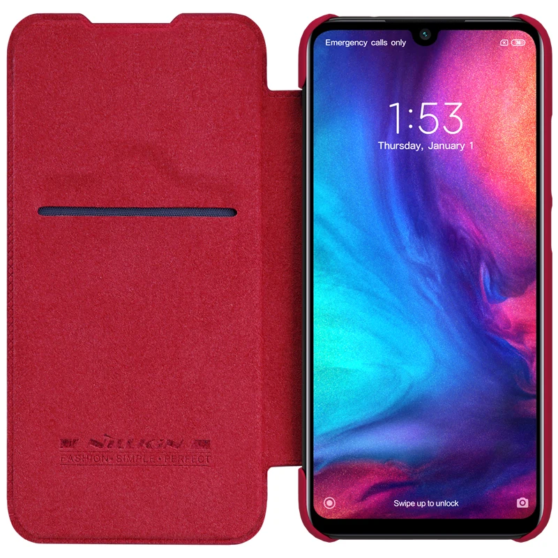 Najtaniej Dla Xiaomi Redmi Note 8 Pro skórzany pokrowiec nillkin qin pokrowiec na Redmi Note 8 7 pro globalny pokrowiec w stylu portfela z kieszeń na kartę
