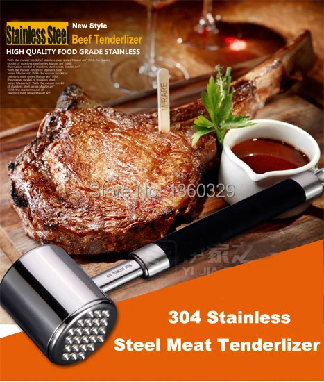 

European Novelty Cooking Tools 304Stainless Steel Needle Meat Steak Tenderizer Two-sided Hammer Kitchen Utensil Tools Accessory