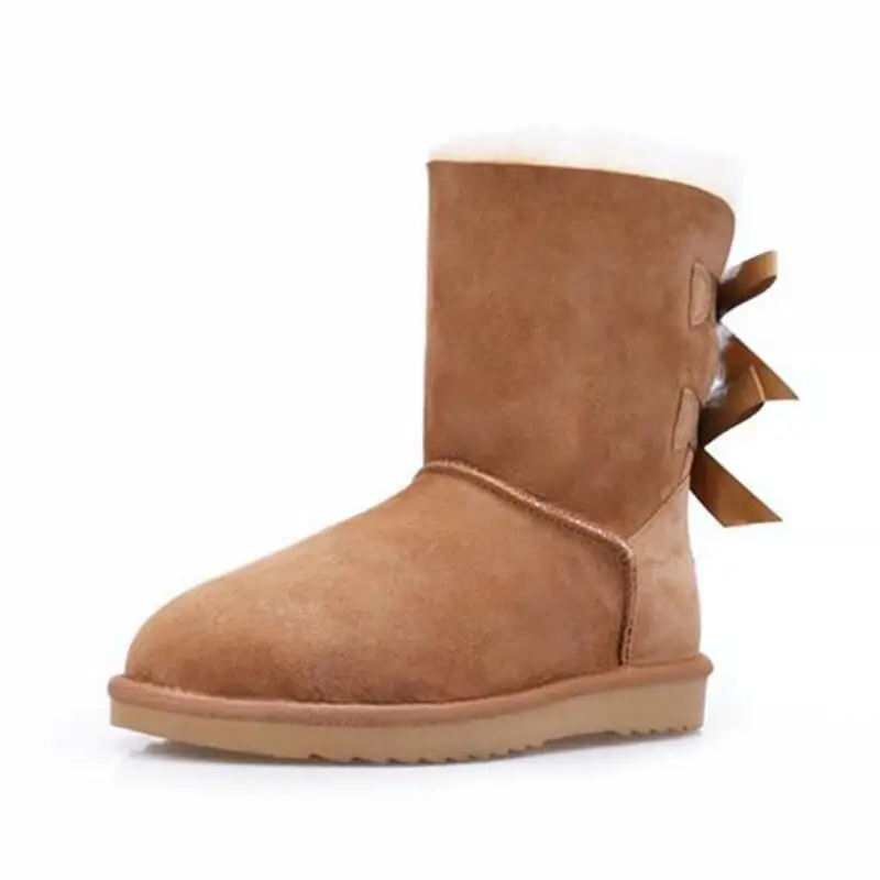 

2018 Australia women shoes boots Warm winter snow boots Fashion Ribbon shoes Internal plush Slip-On High quality non-slip
