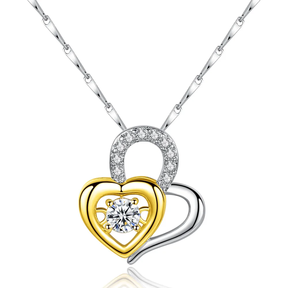 double heart choker necklace zircon (3)