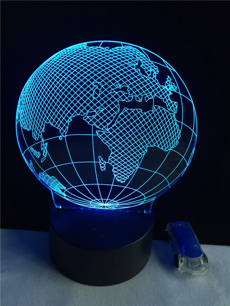 European 3D LED Globe Shape Lighting Cable Classroom Home Decorative Bedroom Night Light USB Party Multicolor Study Table Lamp