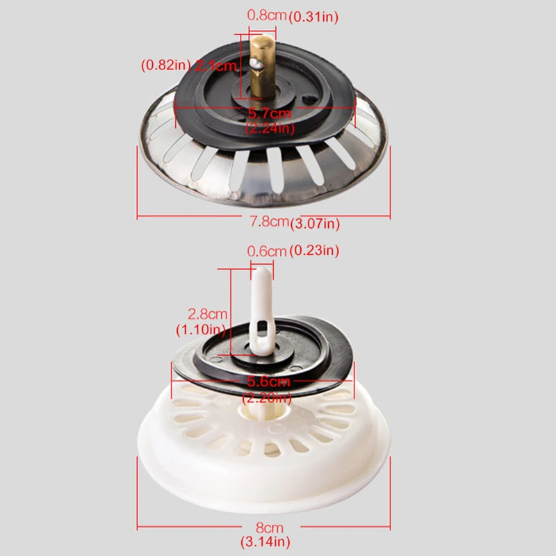 Ситечко для кухонной раковины, Ловец волос, аксессуары для ванной комнаты, стопор для волос, пластиковая стопка из нержавеющей стали