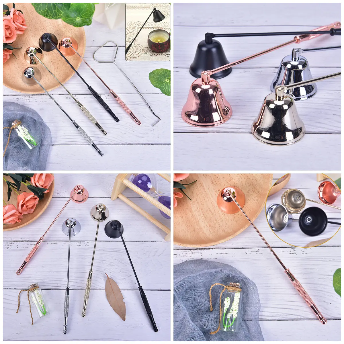 

Stainless Steel Candles Wick Trimmer Oil Lamp Scissor Cutter Wedding Candle Fire Extinguisher Bell Shaped Scented Candle