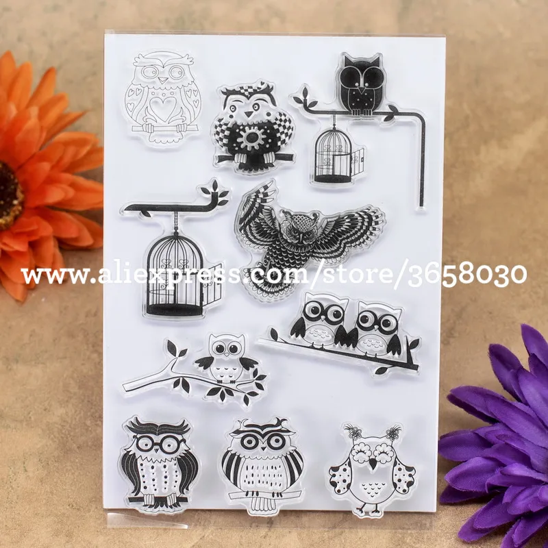 Owl Birdcage Scrapbook DIY photo cards account rubber stamp clear stamp