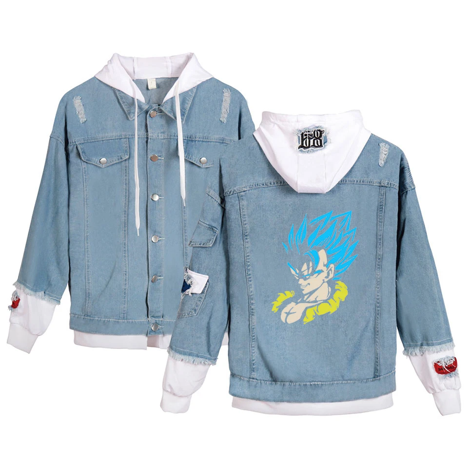 

Dragon Ball 2019 New Denim Jackets Women Hole Boyfriend Style Jean Jacket Denim Loose Spring Autumn Denim Hole Jeans Coats