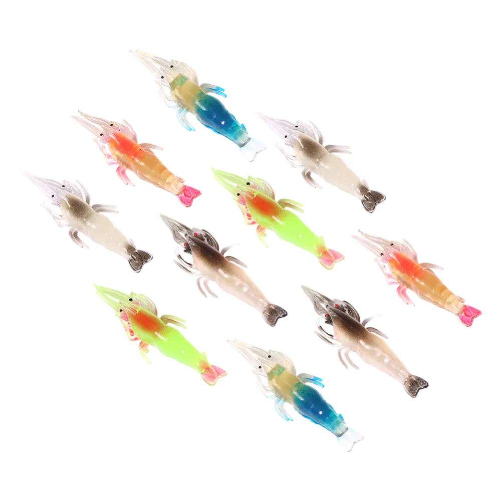 10pcs China Trout Fishing Lure Shrimp Soft Plastic Shrimp Lure Luminous