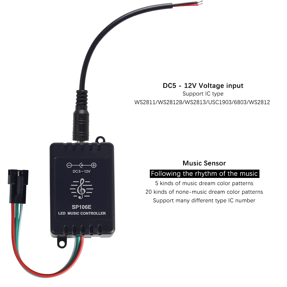 WS2811 цифровая светодиодная лента 12 в цвет мечты 30 светодиодный s/m RGB светодиодный светильник с музыкальным контроллером адаптер питания ws2811 Светодиодная лента