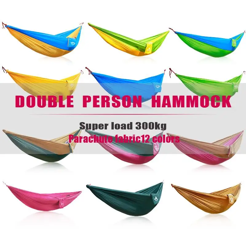 

Double Person Camping Hammock Survival Hammock Parachute Cloth Portable lightweight Double Hammock outdoor hangmat hanging bed