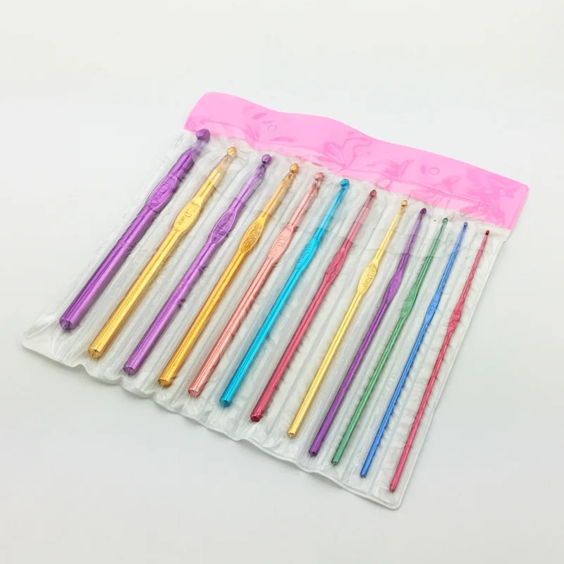 

12 Pieces Multicolor Aluminum Crochet Hooks Knitting Needles Craft Yarn Knit Weave Craft Crochet Needle Weaving Tools 2-8mm