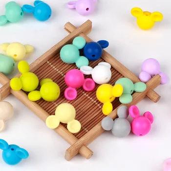 

100PCS Mickey Silicone Beads Soft Silicone Teething Chewable Mickey Beads Baby Chewable Toy