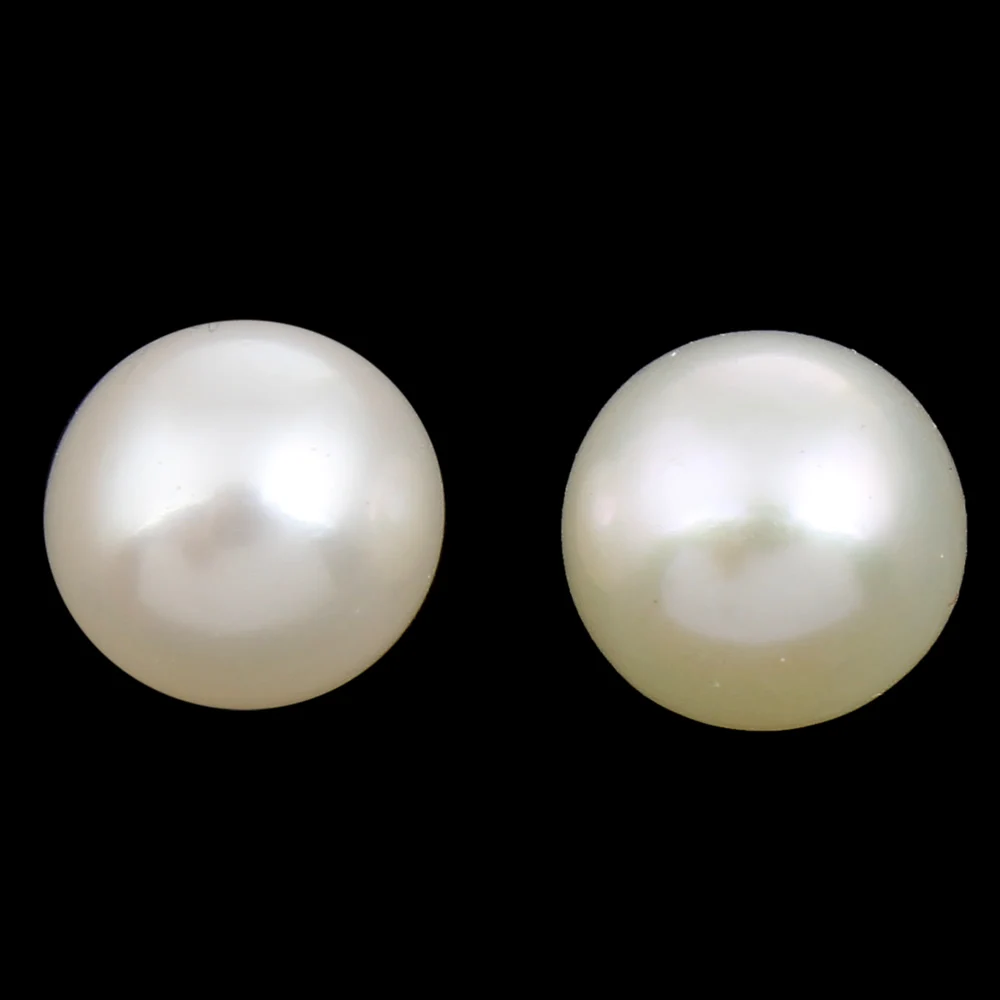 Культивированный наполовину Просверленный пресноводный жемчуг, бусины для DIY, браслет, ожерелье, серьги, изготовление, 7-7,5mm, Приблизительно 0,8mm, продается пара - Цвет: white