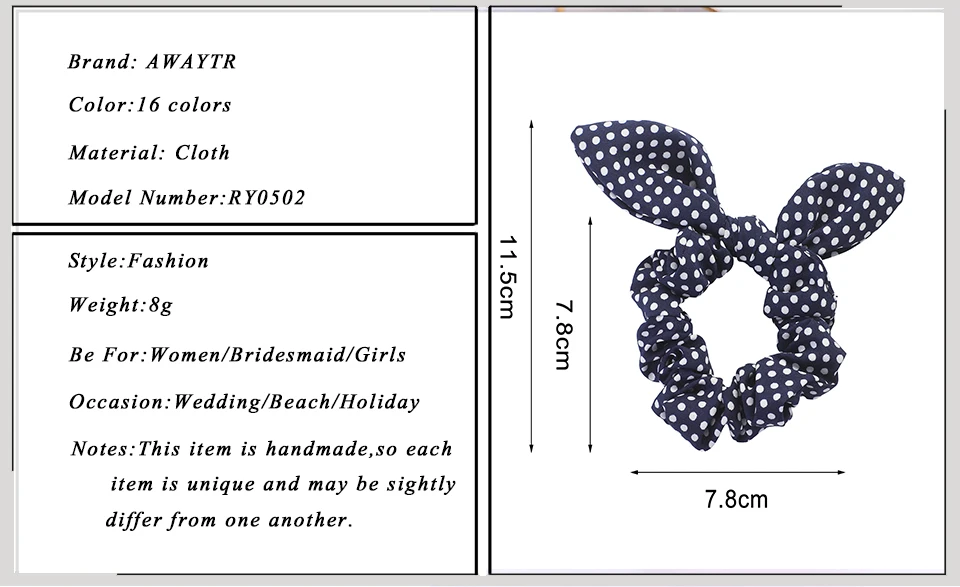 AWAYTR, женские резинки для волос с заячьими ушками, резинки для волос с принтом, бантик для волос, резинки для волос, эластичный конский хвост, держатель, Hendband, аксессуары для волос