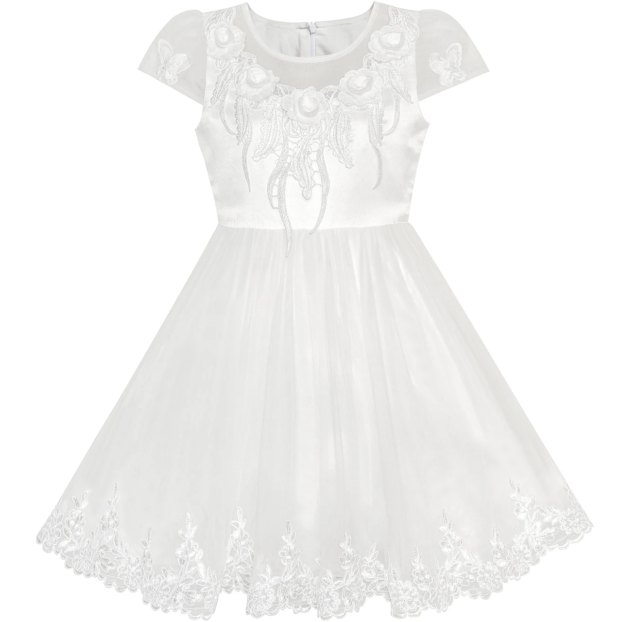 Sunny Fashion платья для девочек новогодние костюмы Цветок Девушка Платье От белого