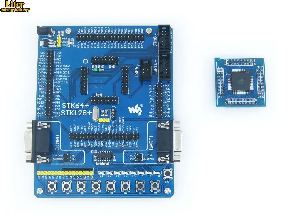 ATmega64 плата ATmega64A ATMEL макетная плата AVR комплект+ 2 шт ATmega64A-AU ядер = Waveshare STK64+ Premium