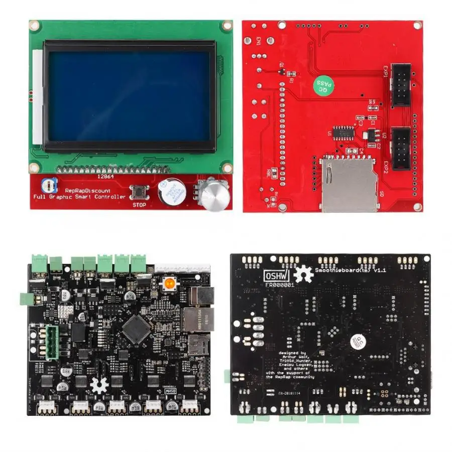 3D Printer Smoothieboard 5X V1.1+12864 LCD Display Kit With Adapter