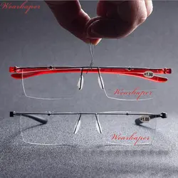 Wearkaper Новые HD Рамки меньше очки для чтения для мужчин и женщин Ultra Light смолы Оптические стёкла пресбиопии сплав Рамки унисекс очки 1.0 до 4