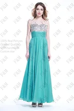 2016 FM Realen Aufnahmen V-ausschnitt Sleeveless Reizvolle zurück Kristalle A-linie Blau Chiffon Langes Abendkleid Nach Maß Irgendeine größe