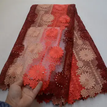 

New african guipure lace fabric 2019 african lace high quality fashion orange Guipure lace fabric for Women for dress -J5