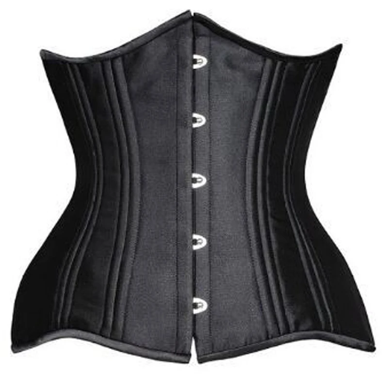 Buy Black Satin Steel Boned Corsets Lace Up Bustier