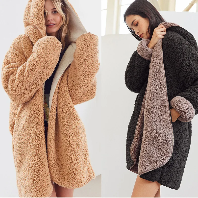 

Woolen Thick Long Teddy Coats Women Solid Oversize Lambswool Female Winter Coats Warm Teddy Jacket Overcoats Women Faux Fur Coat