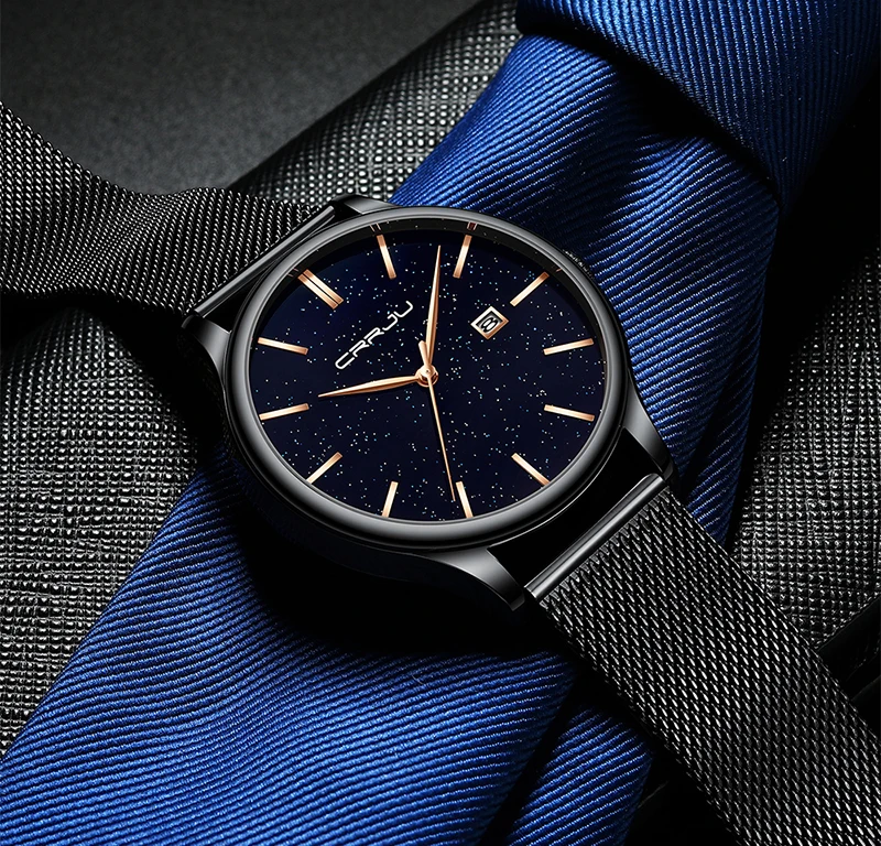 Crrju Men Watch Top Luxury Brand Date Business Starry Sky Mens Watches Stainless Steel Man Wrist Watches reloj hombre 2019 (13)
