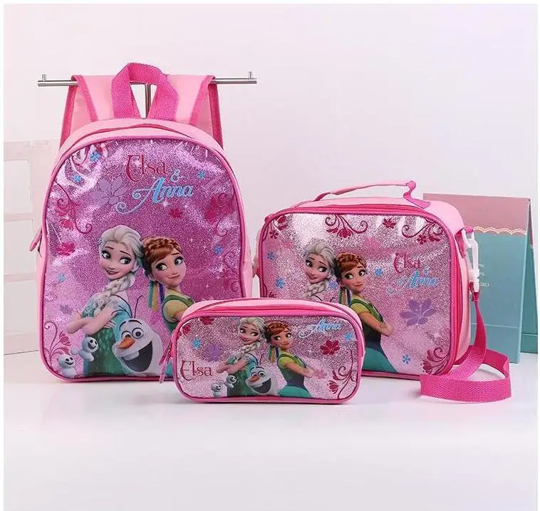 

Fashion Kids Girls Cartoon Elsa Princess Schoolbags Cute Kids Backpacks Children School bag 3 Piece Set