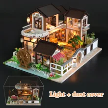 3D Деревянный Дом DIY ретро двор вилла здание кукольный домик Миниатюрный Кукольный дом с мебели наборы для кукол игрушки подарки на день рождения