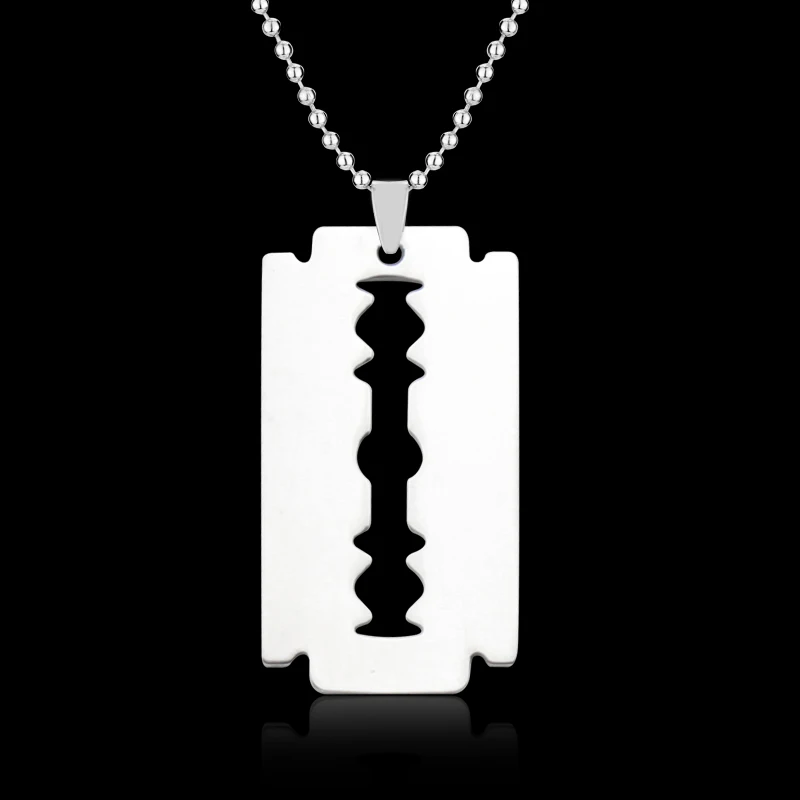 

Creative Men's Stainless Steel Razor Pendant Silver Color Ball Blade Chain Necklace Men Jewelry Steel Male Shaver Shape Necklace