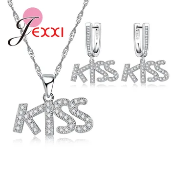 Hot Latter KISS Brand Jewelry Set 925 Sterling Silver Necklace Earrings Set for Women Girls Promise Bijoux Valentine's Day
Hot Latter KISS Brand Jewelry Set 925 Sterling Silver Necklace Earrings Set for Women Girls Promise Bijoux Valentine's Day