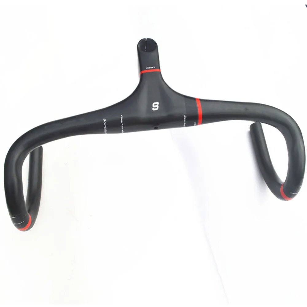 

superlight Bicycle Handlebars Black Carbon bent bars 28.6mm Road Handlebar Integrated Stem ud matte Carbon handlebars