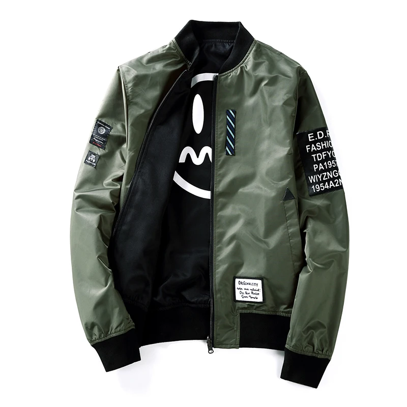 2019 New Spring Japanese Letter Pattern Jacket Mens Youth Expression Print Double-sided Wear Coats Pilot Jacket 2019 New Spring Japanese Letter Pattern Jacket Mens Youth Expression Print Double-sided Wear Coats Pilot Jacket