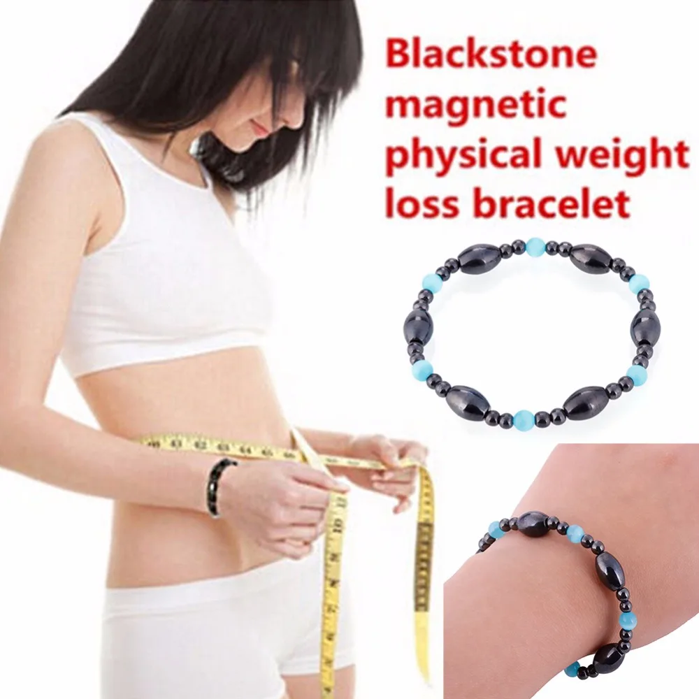 1Pc Biomagnetism Nature Magnetic Therapy Black Stone Blue Cat Eye Bracelet Handmade Health Care font b