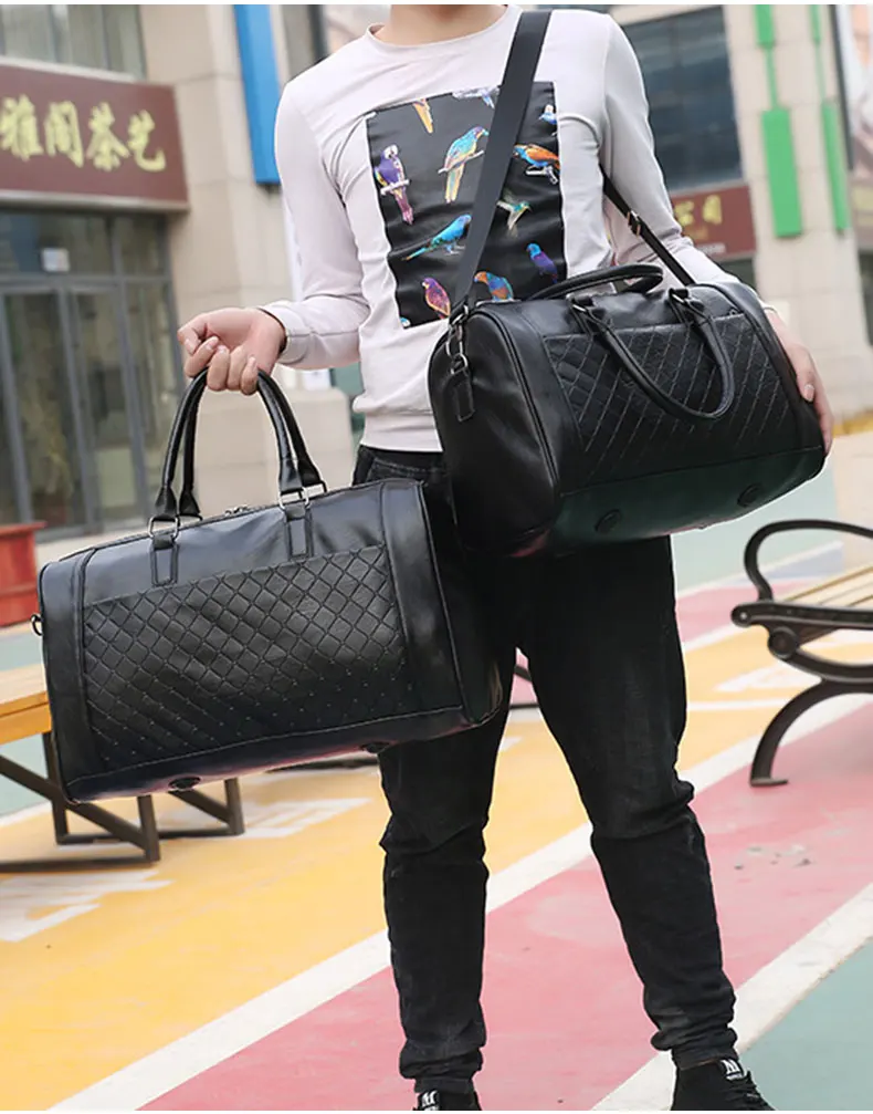 Большая мужская сумка из искусственной кожи, мужские большие сумки через плечо для вещания, сумки унисекс, дорожная сумка на плечо, тканые багажные сумки для женщин XA217WC