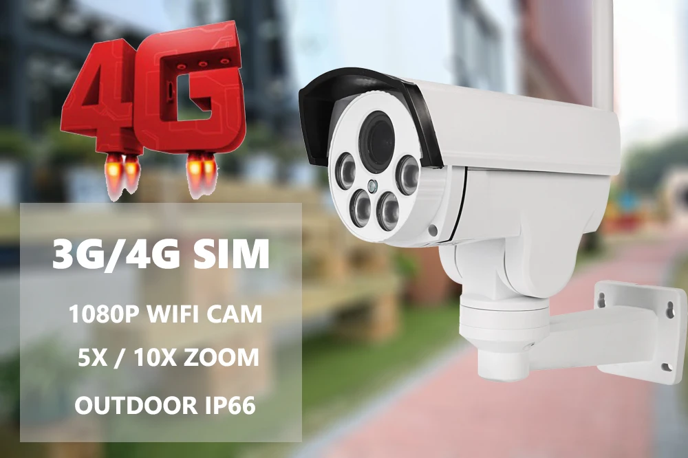 1080 P 3g и 4G пулевидная ptz-камера IP Камера открытый 5X/10X Оптический зум sim-карты Камера 2MP P2P SD карты Ночное видение обнаружения движения