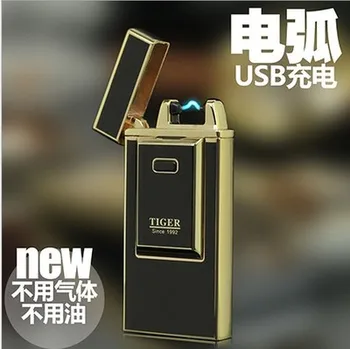 

Tiger plasma Usb charge Arc Lighter USB windproof electronic cigarette lighters Novelty Electric Smoke Cigar lighter