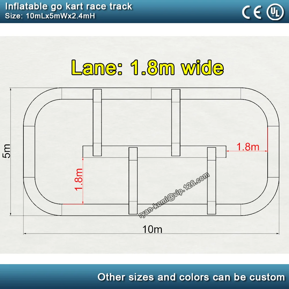 10mLx5mWx2. 4mH надувная гоночная дорожка go kart надувная гоночная дорожка zorb мяч воздушный трек с воздуходувкой электроцепь автомобиля трек