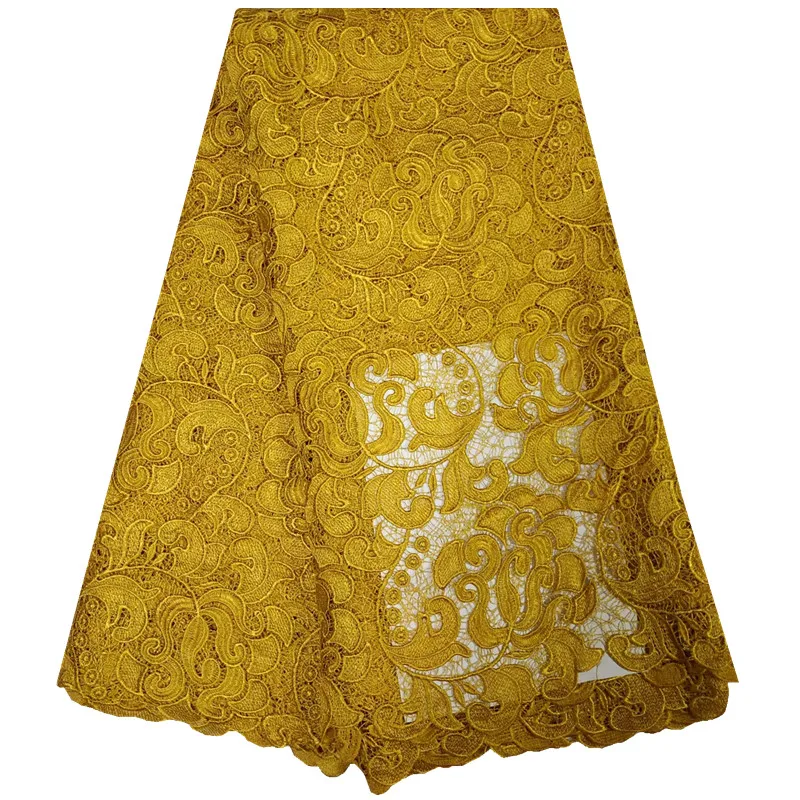 

African Lace fabric Hot Sell Mesh 2018 New Arrival Plain Yellow Color african cord Lace /guipure lace Fabrics High Quality A1273
