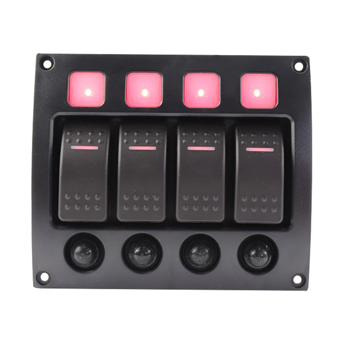 4P Automotive RV Boat Rocker Switch Panel Red LED Lights Toggle