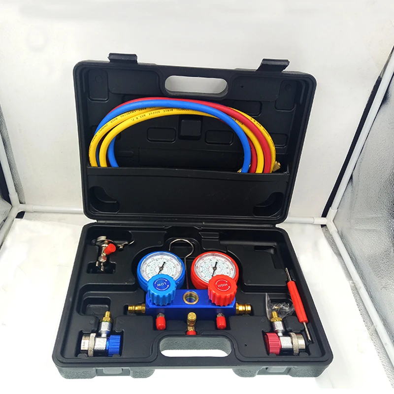 

Refrigeration Air Conditioning Manifold Gauge Set Maintenance Tools R134A Car Set With Carrying Case AC Diagnostic refrigerant