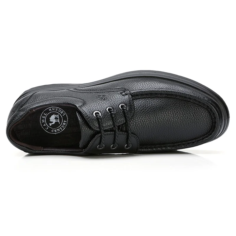 CAMEL Business Men's Shoes Autumn Casual Lace-up Comfortable Wearable Genuine Leather Flats Cushioning Non-slip Father Footwear